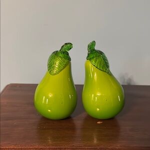 Pier 1 Imports Green Glass Pear Figurines
